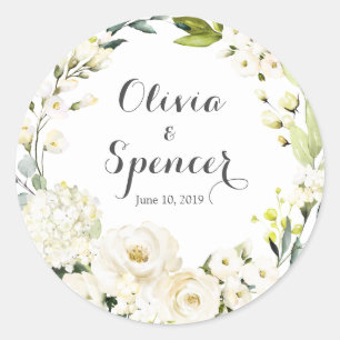 Greenery White Roses Floral Wedding Stickers
