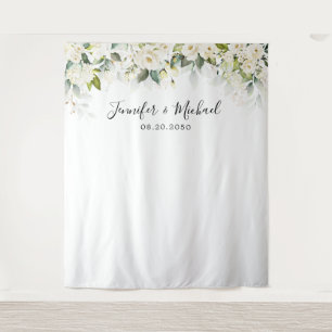 Greenery White Roses Wedding Backdrops Tapestry
