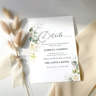 Greenery White Roses Wedding Details Enclosure Card