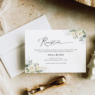 Greenery White Roses Wedding Reception Enclosure Card