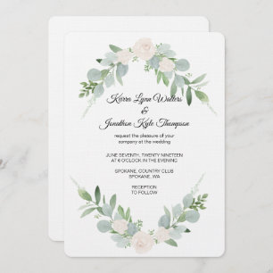 Greenery & White Wedding Invitation design