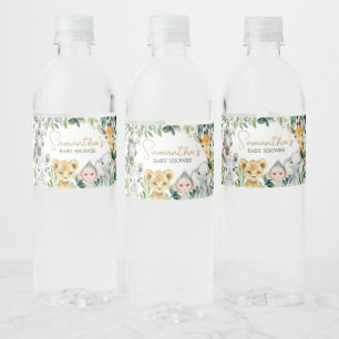 Greenery Wild One Safari Baby Shower Water Bottle Label