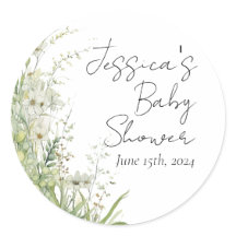Greenery Wildflower Baby Shower Stickers