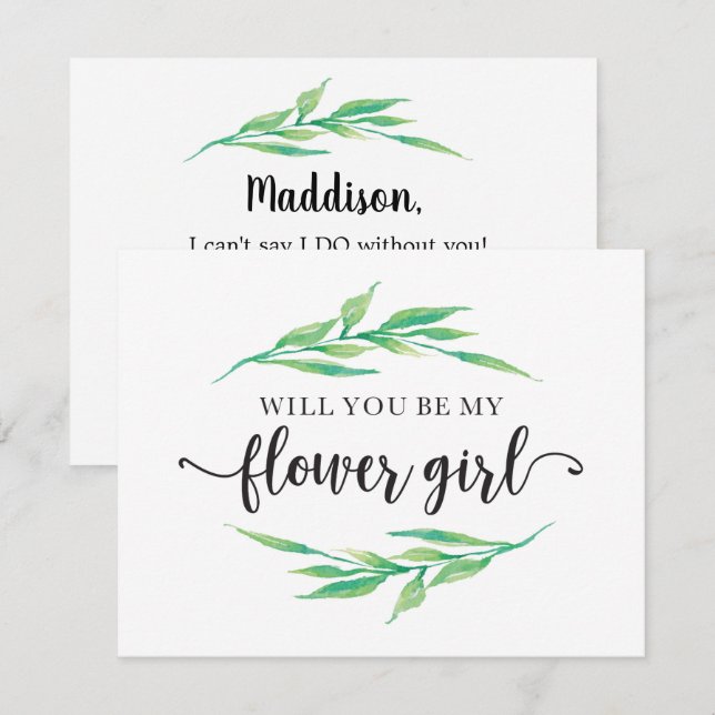Greenery Will You Be My Flower Girl Invitation (Front/Back)