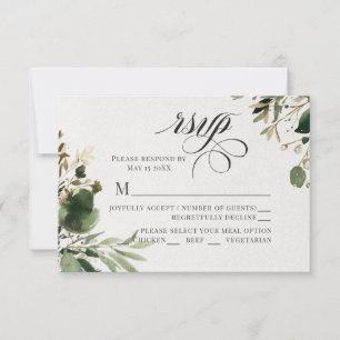 Greenery Willow and cream RSVP Card