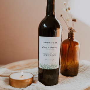 Greenery  wine bottle label Template 