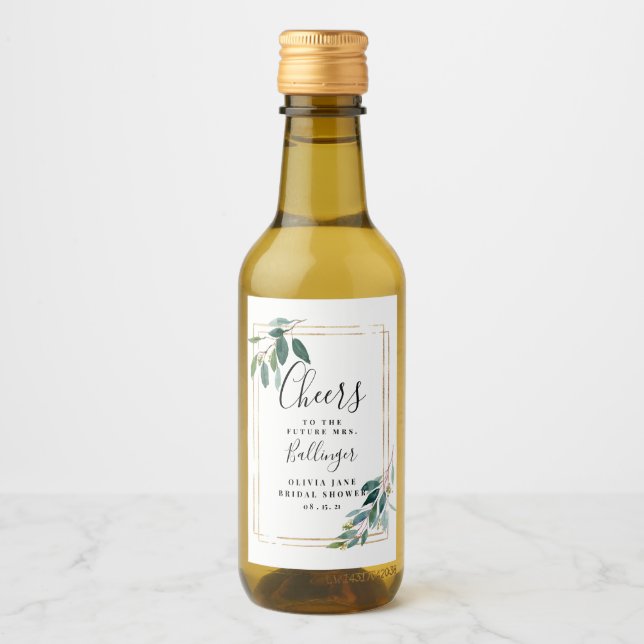 Greenery Wine Label, Eucalyptus Mini Label (Front)