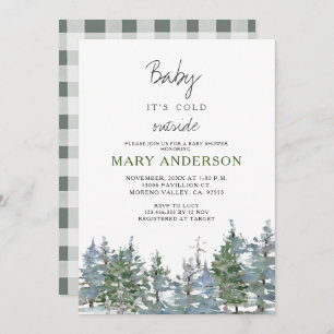 Greenery  Winter Forest Woodland Baby Shower Invitation