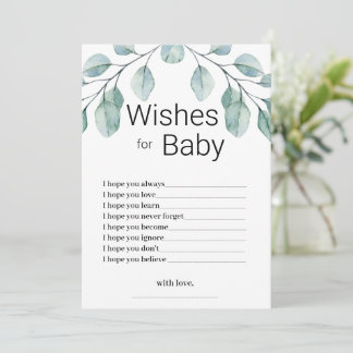 Greenery Wishes for Baby Shower Game Invitation
