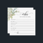 Greenery, Wishes for the Bride and Groom / Bride Advice Card<br><div class="desc">Elegant Wedding advice Card, with exquisite greenery detail and modern hand written calligraphy elements. Wedding and Bridal Shower wishes card as you can change the "Wishes for the bride and groom" message to "Wishes for the bride or bride-to-be" using the text box provided. Watercolor greenery in a beautiful blend of...</div>
