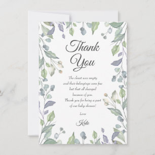 Greenery with Lilac Baby Shower Thank You Poem