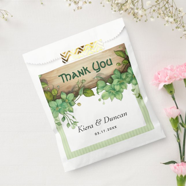 Greenery, wood St. Patricks Day wedding Thank You Favour Bags (Sealed)