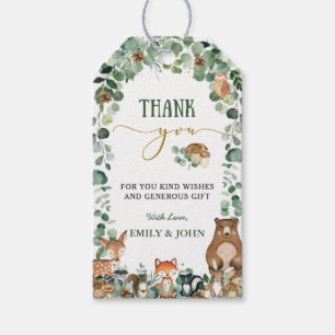 Greenery Woodland Animals Baby Shower Birthday Gift Tags