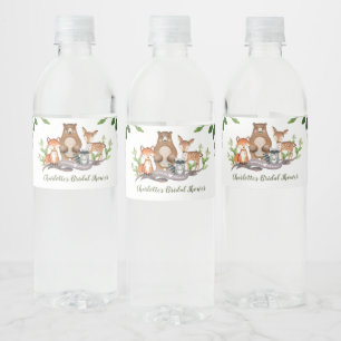 Greenery Woodland Animals Baby Shower Party Water Bottle Label