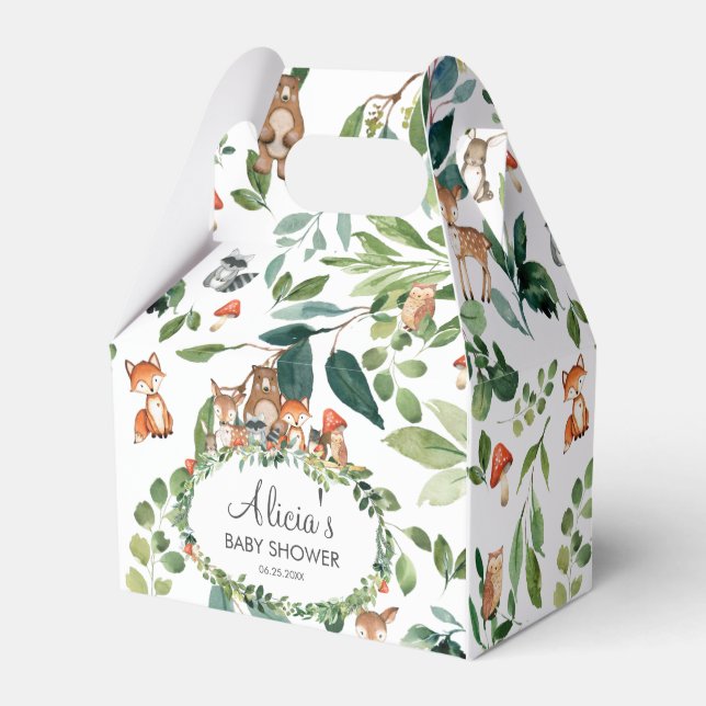 Greenery Woodland Animals Baby Shower Thank You Favour Box (Front Side)