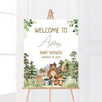 Greenery Woodland Animals Baby Shower Welcome