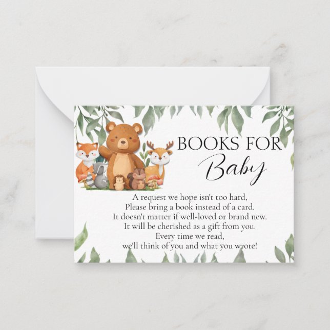 Greenery Woodland Animals Books For Baby  Card (Front)