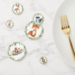 Greenery Woodland Animals Forest Party Baby Shower Confetti<br><div class="desc">This design features illustration of rustic watercolor greens,  foliages and adorable forest animals: fox,  deer,  bear and racoon</div>