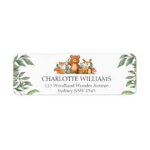 Greenery Woodland Animals Return Address Label