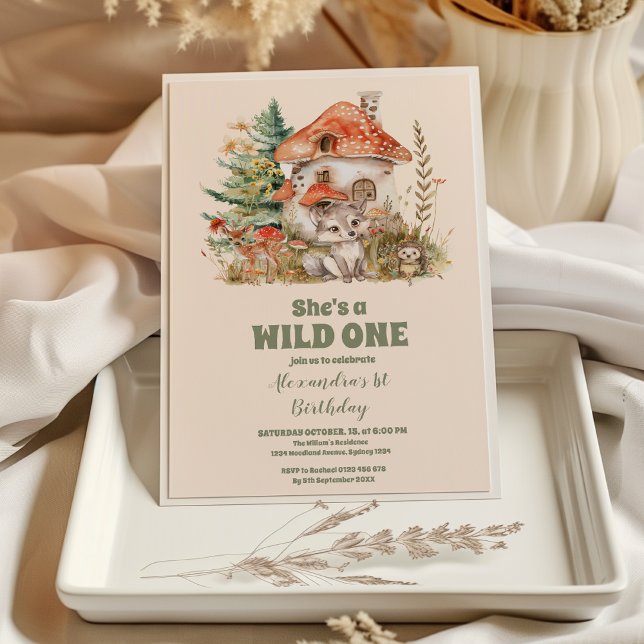 Greenery Woodland Animals Wild ONE 1st Birthday Invitation (Creator Uploaded)