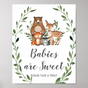 Greenery Woodland Babies are Sweet Take a Treat Poster