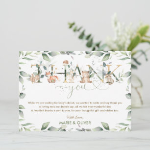 Greenery Woodland Baby Shower Birthday Thank You Card