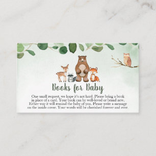 Greenery Woodland Baby Shower Books for Baby Business Card