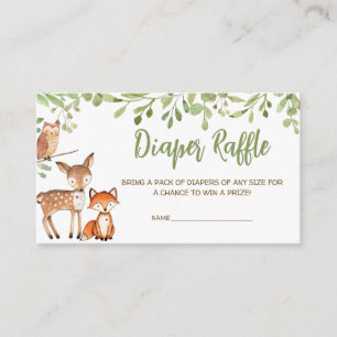 Greenery Woodland Baby Shower Diaper Raffle Enclosure Card