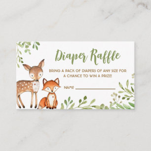 Greenery Woodland Baby Shower Diaper Raffle Enclosure Card