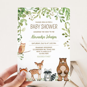 Greenery Woodland Baby Shower  Invitation