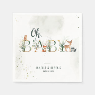 Greenery Woodland Baby Shower  Napkin
