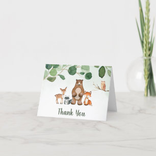 Greenery Woodland Baby Shower Thank You Card 