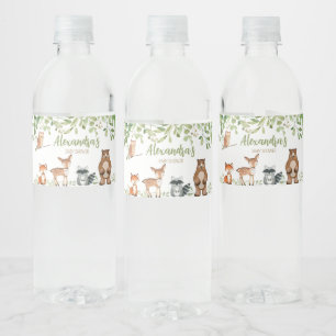 Greenery Woodland Baby Shower Water Bottle Label