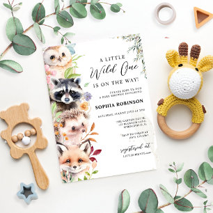Greenery Woodland Creatures Baby Shower Invitation