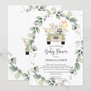 Greenery Woodland Drive By Baby Shower Neutral Invitation