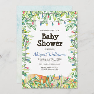 Greenery Woodland Garden Party Baby Shower Invitation