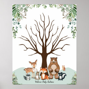 Greenery Woodland Thumbprint Tree Guestbook Sign