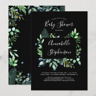 Greenery   Woodland   Watercolor Baby Shower Invitation