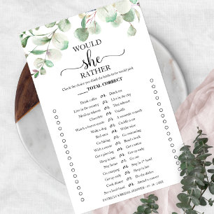 Greenery Would She Rather Bridal Shower Game Flyer