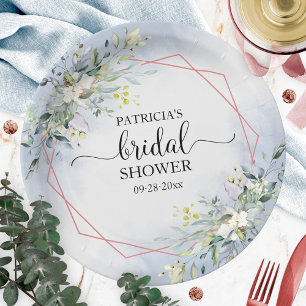 Greenery Wreath Bridal Shower Paper Plate