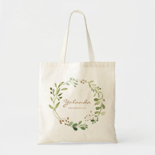 Greenery wreath Bridesmaid Personalised Tote Bag
