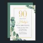 Greenery Wreath Chic Gold & Sage 90TH Birthday Invitation<br><div class="desc">Celebrate in style with our Chic Gold & Sage Birthday Invitation, featuring a stunning greenery wreath design. This elegant invitation beautifully blends soft sage hues with luxurious gold accents, creating a sophisticated yet inviting look perfect for any birthday celebration. The centerpiece of the invitation is a lush greenery wreath, intricately...</div>