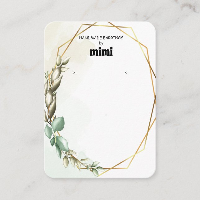 Greenery Wreath Earring Display  Business Card (Front)