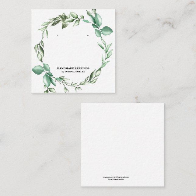 Greenery Wreath Earring Display  Business Card (Front/Back)