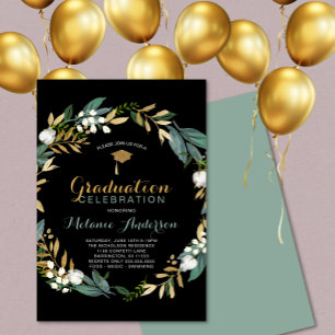 Greenery Wreath Graduation Party Invitation