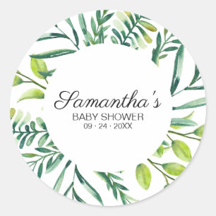 Greenery Wreath Modern Botanical Watercolor Classic Round Sticker
