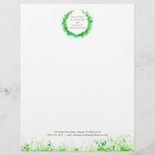 Greenery wreath modern watercolor letterhead