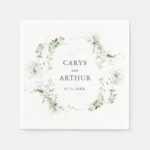 Greenery Wreath Modern Wedding Napkin