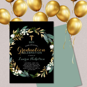 Greenery Wreath Nurse Graduation Party Invitation