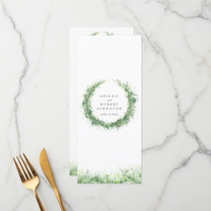 Greenery wreath watercolor art sage green menu